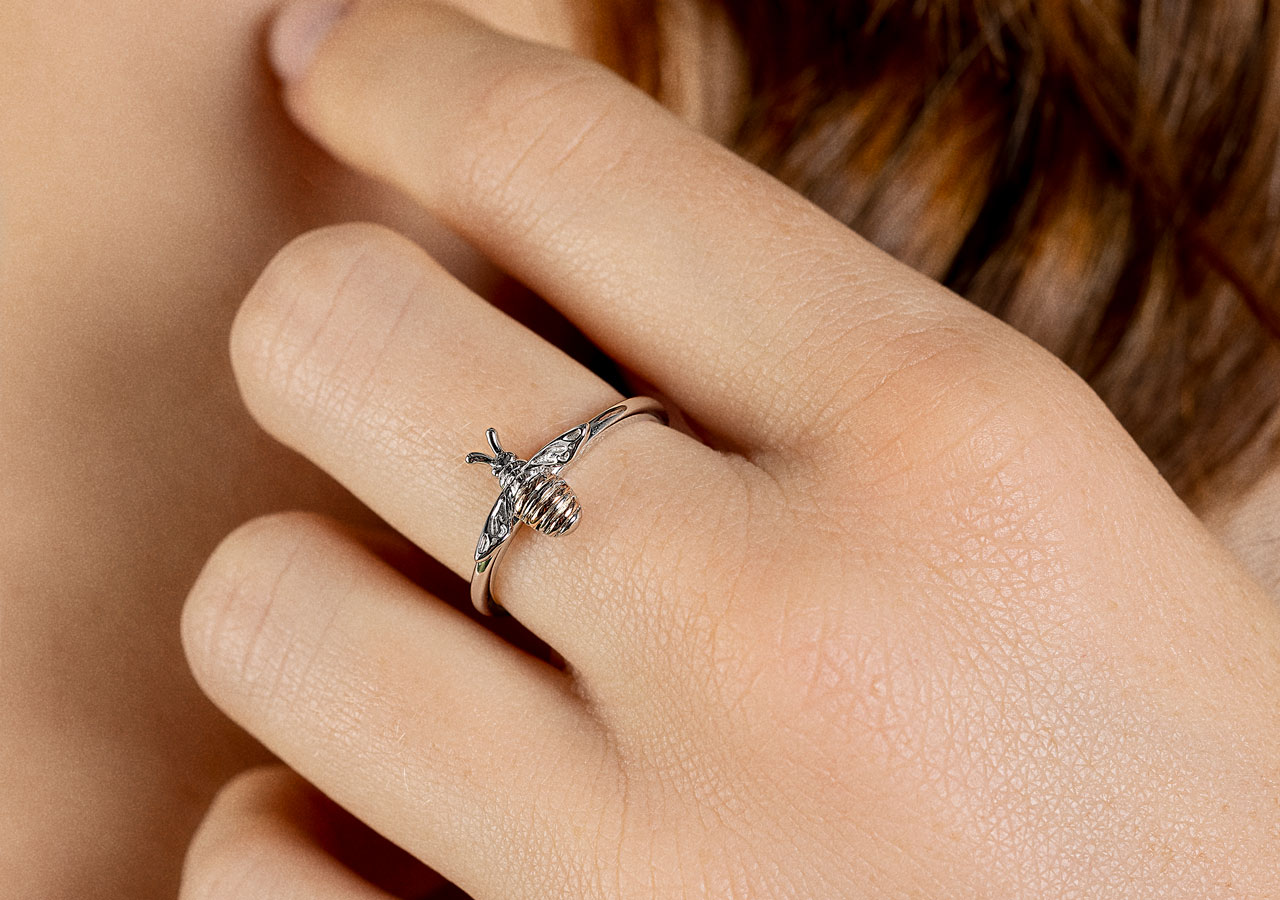 Clogau Gold Sterling Silver Honey Bee Ring
